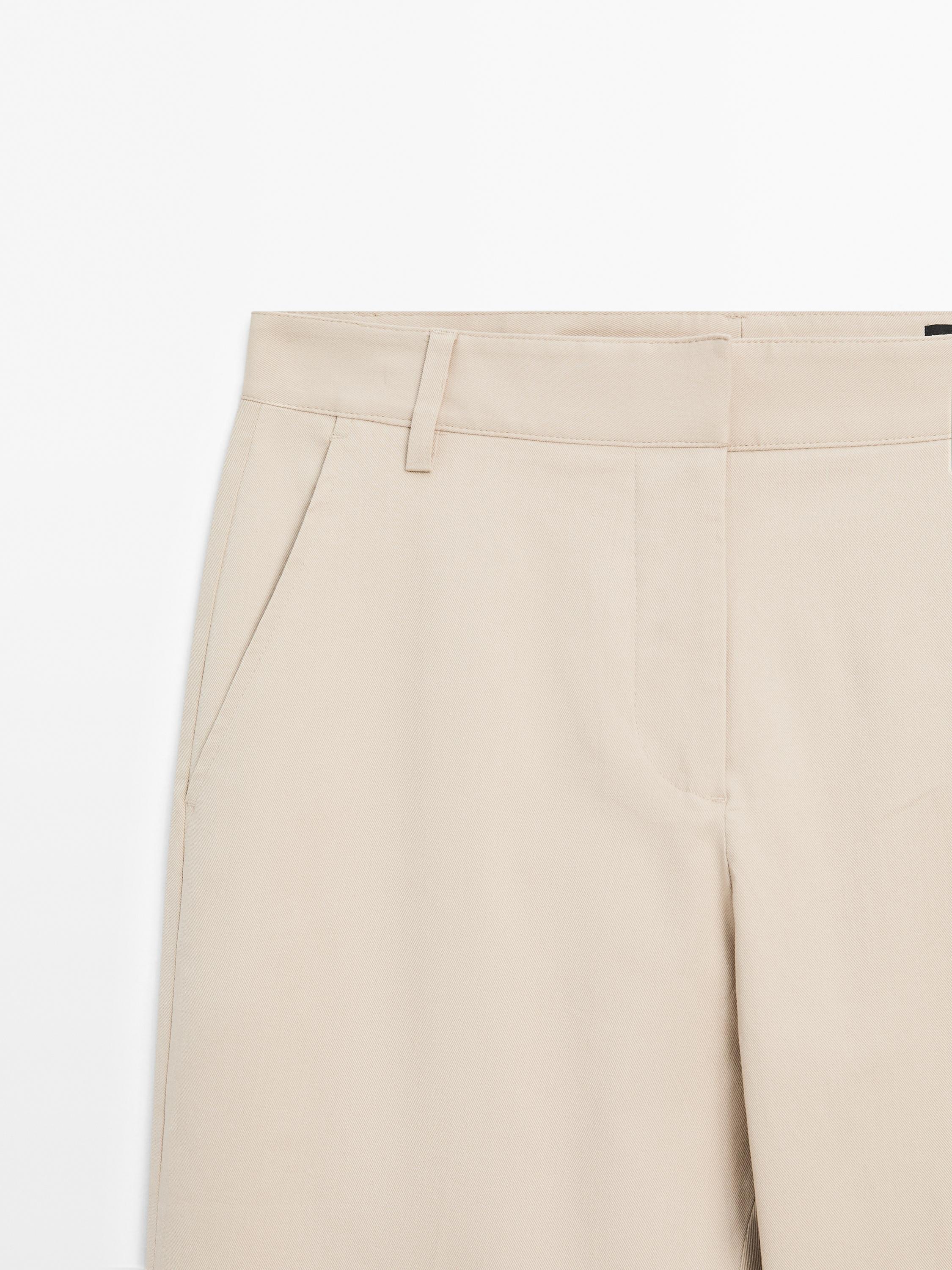 Straight-leg cotton blend trousers
